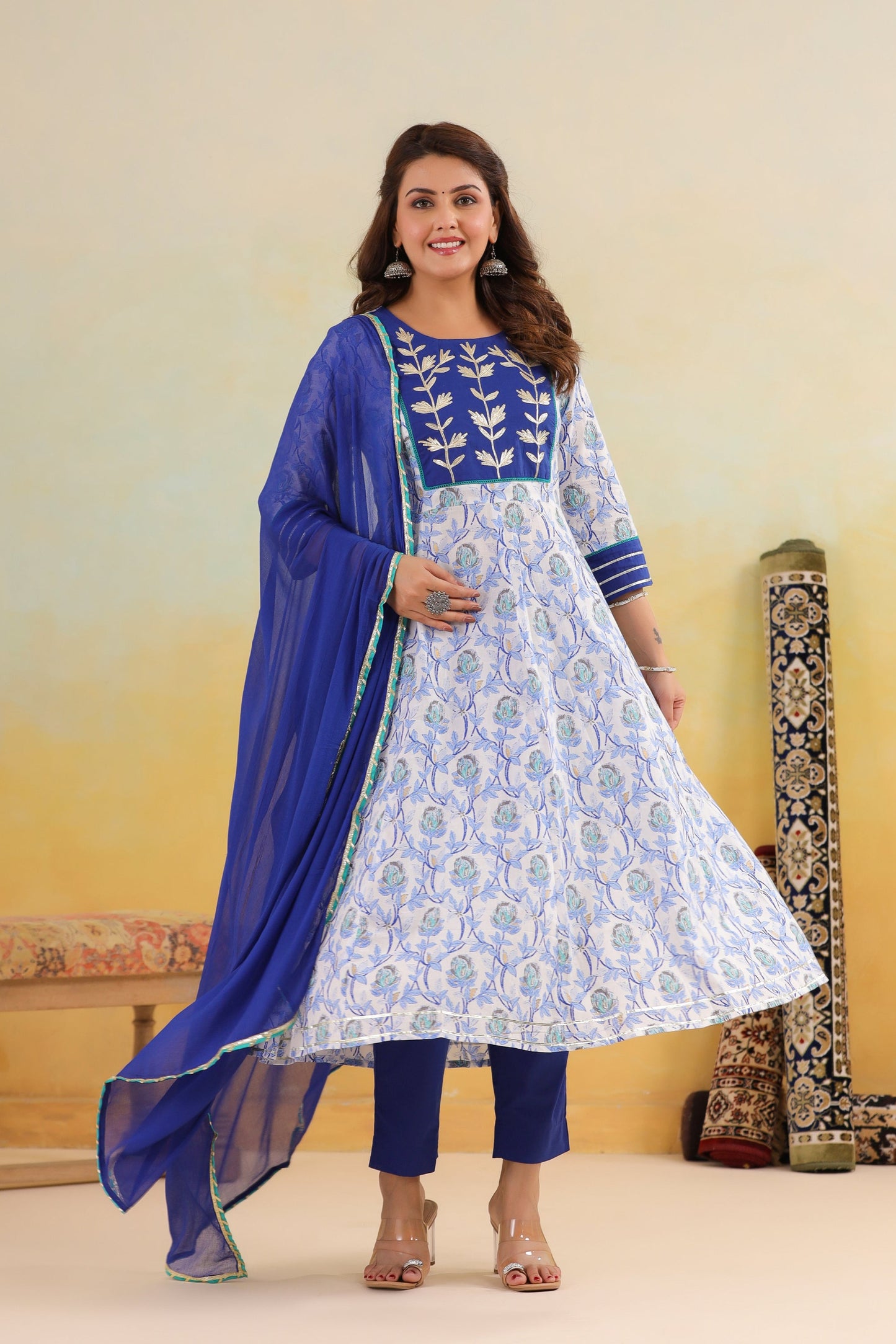 WOMEN’S COTTON KURTA PYJAMA DUPATTA SET