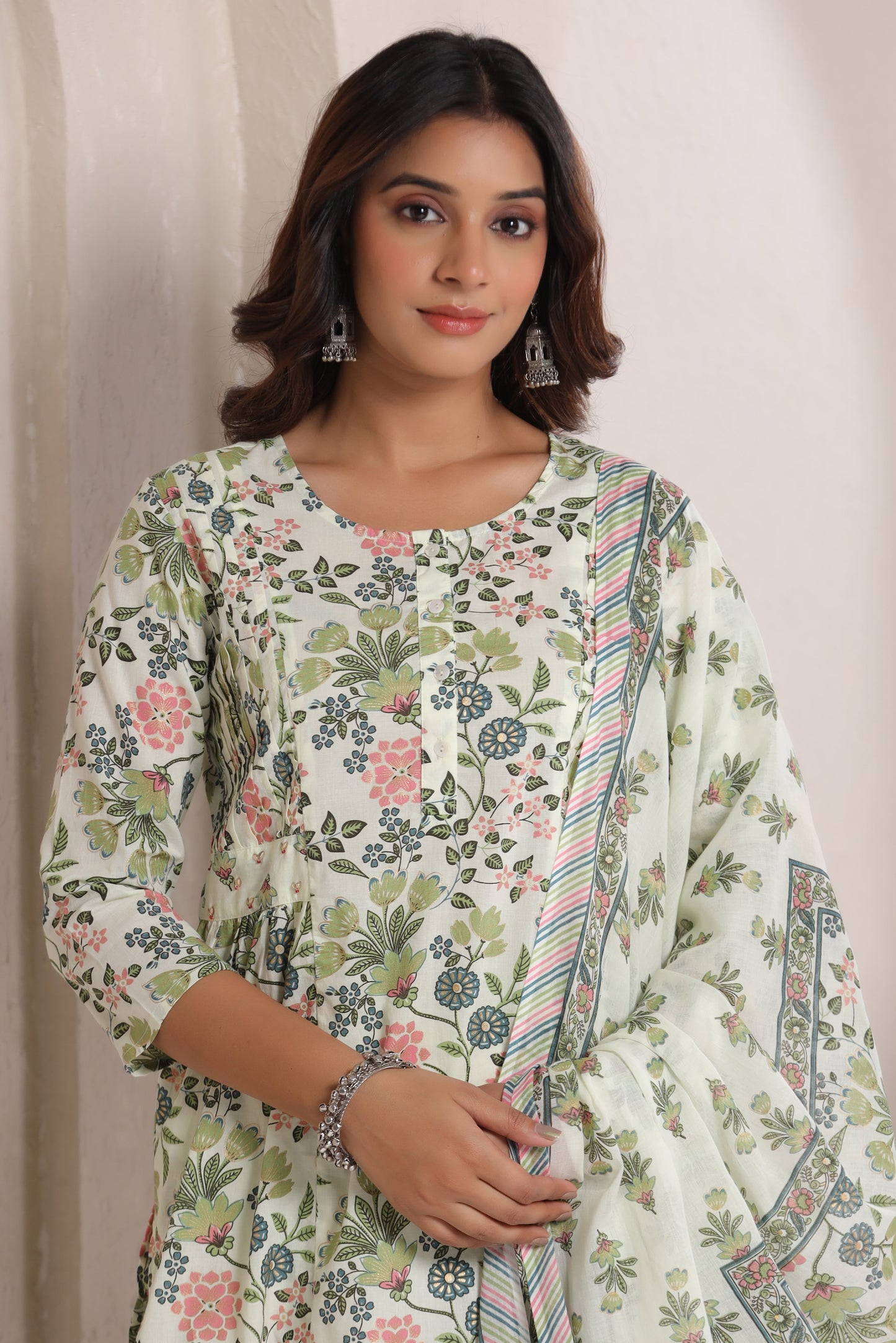 Sage Cotton Kurta Set Front2