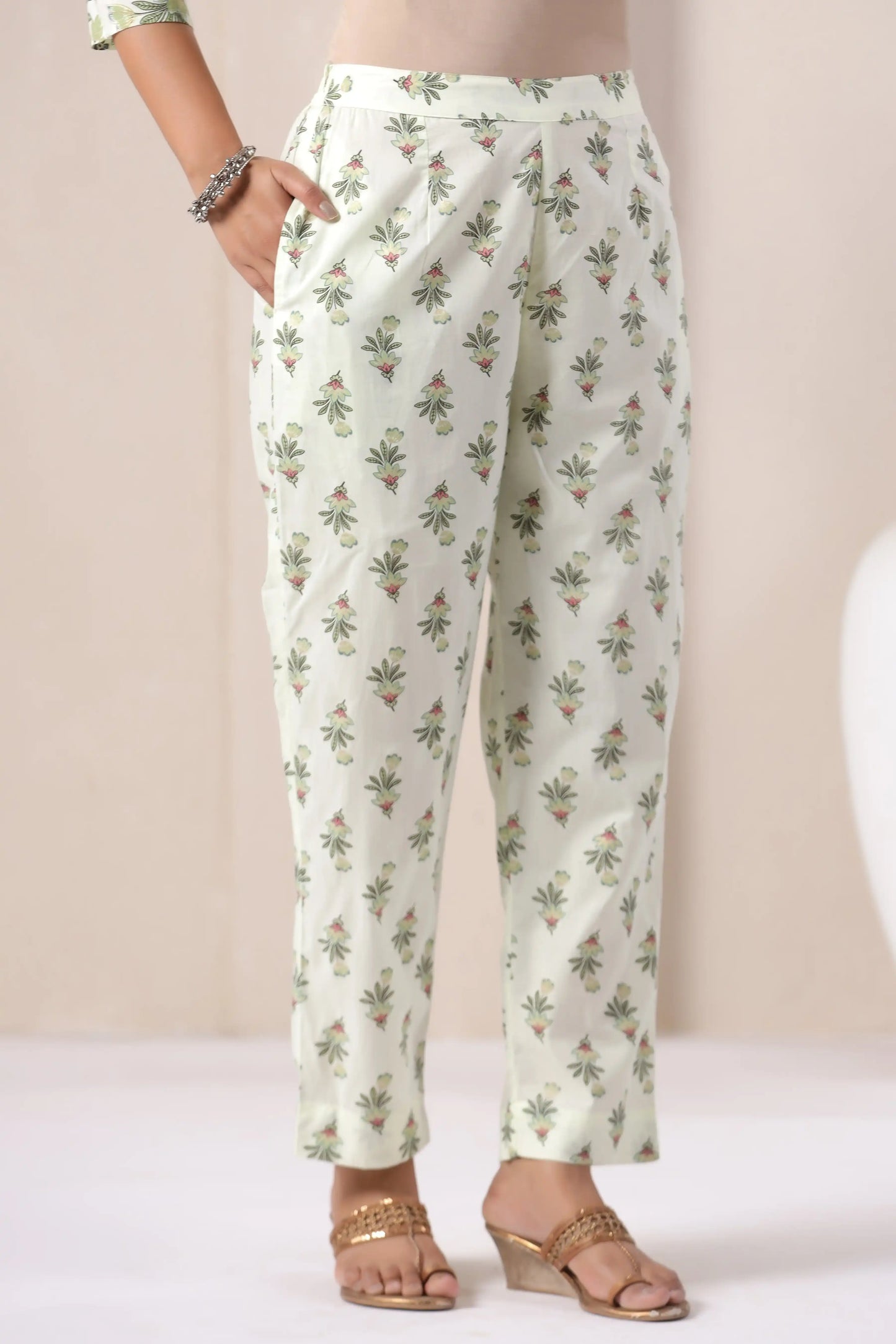 Floral printed cotton pants for women, stylish and comfortable for daily wear