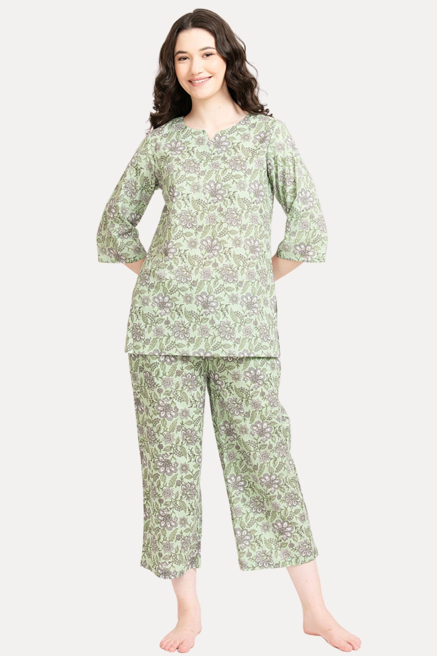 GREEN AND GREY PAJAMA SET