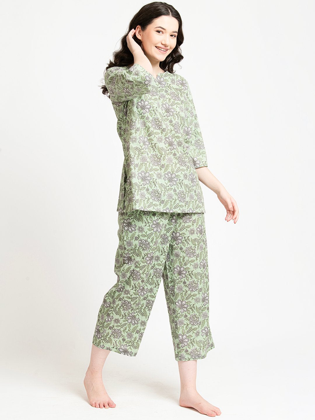 GREEN AND GREY PAJAMA SET