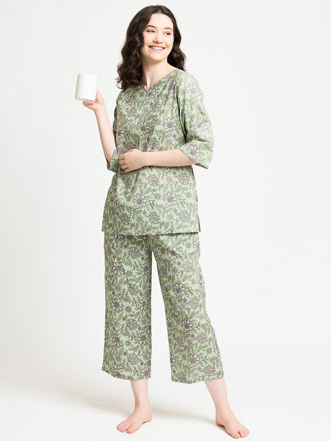 GREEN AND GREY PAJAMA SET