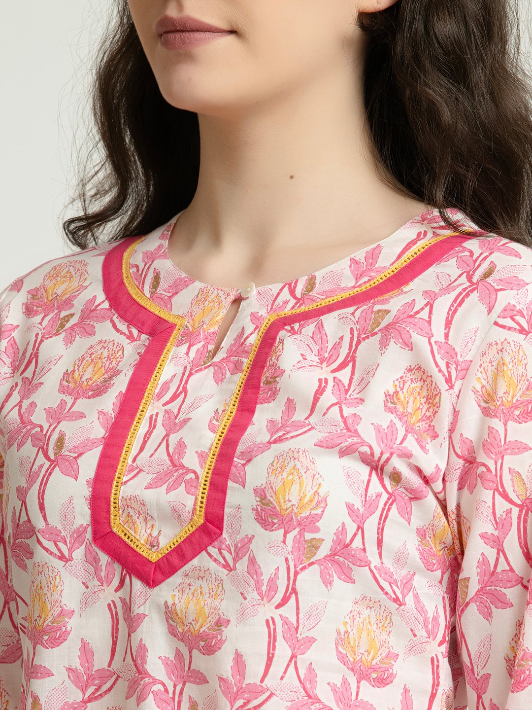 PINK FLORAL PRINTED TUNIC