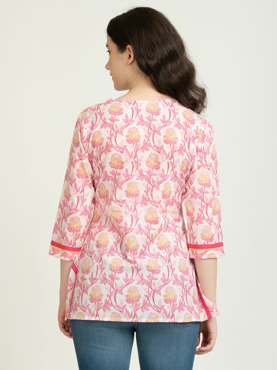 PINK FLORAL PRINTED TUNIC