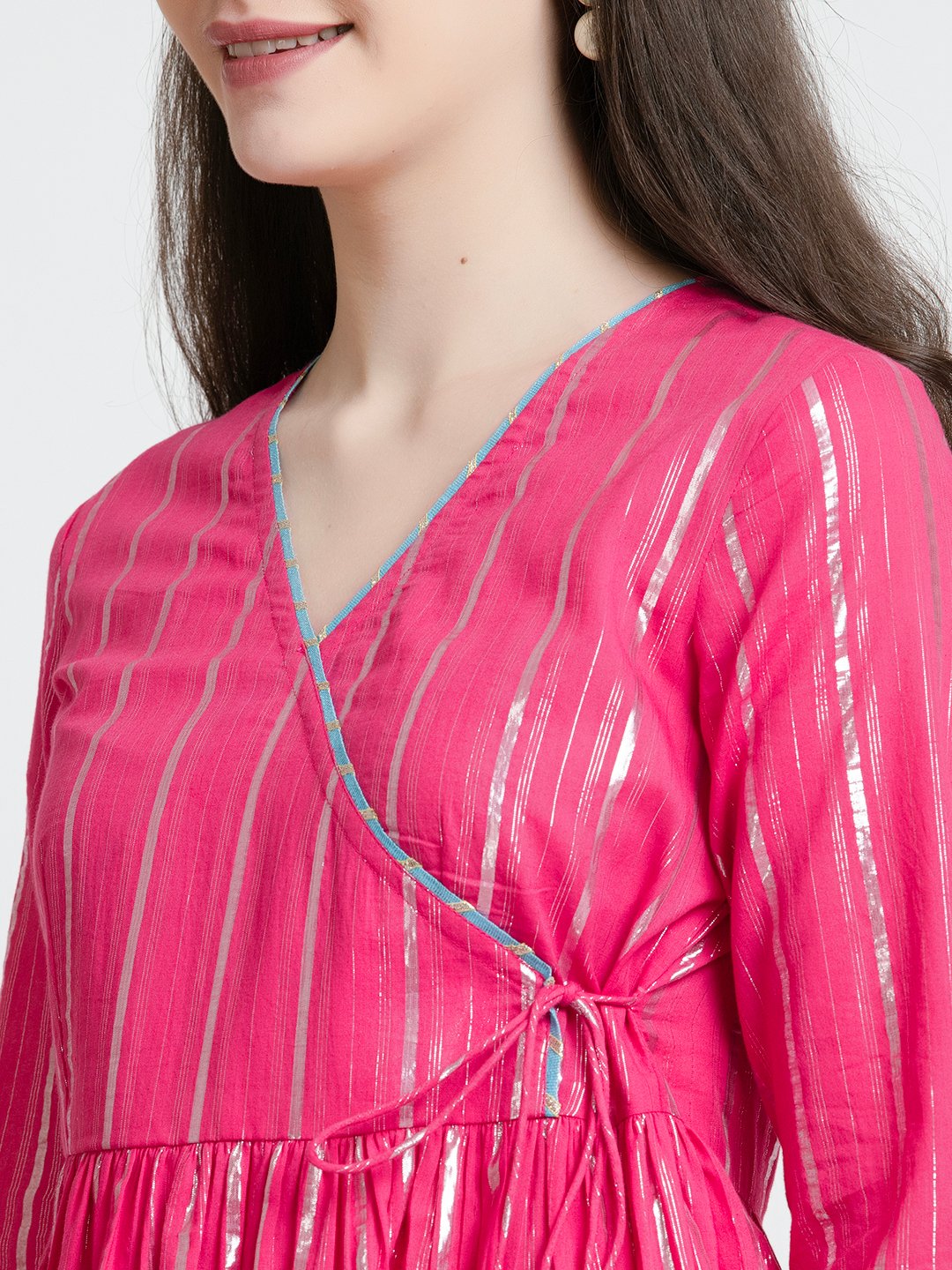 PINK COTTON LUREX KURTA SET - SET OF 3