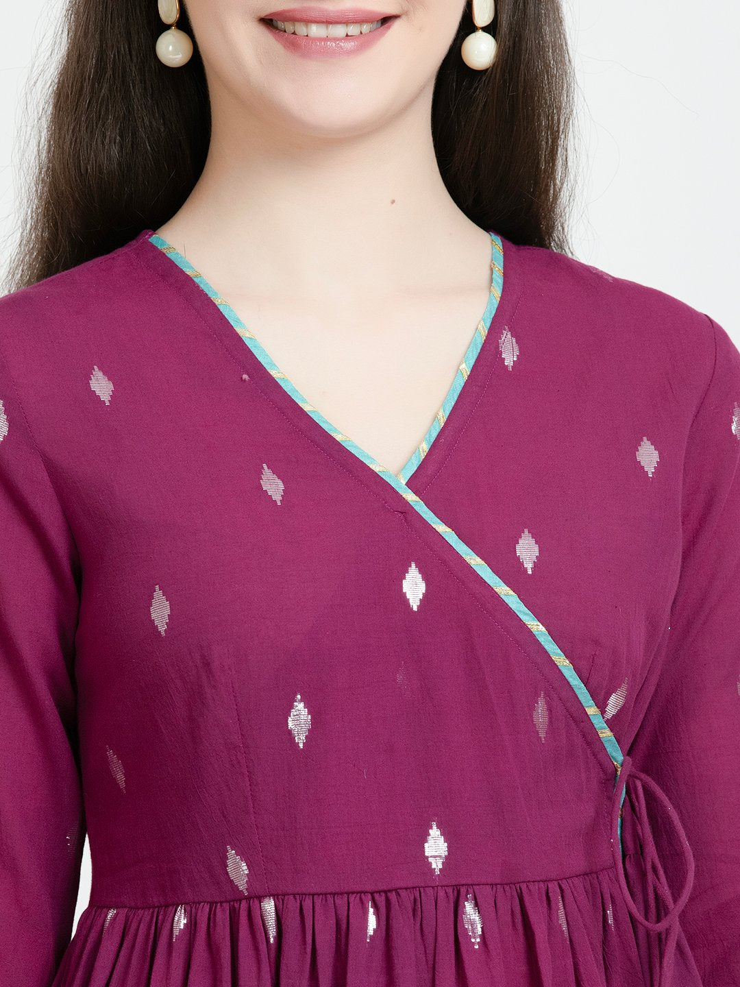 PURPLE COTTON LUREX KURTA SET – SET OF 3