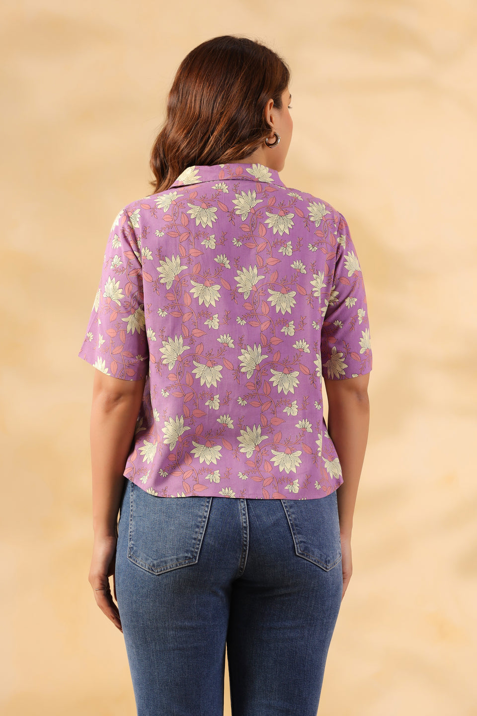 Lavender Floral Print Casual Shirt