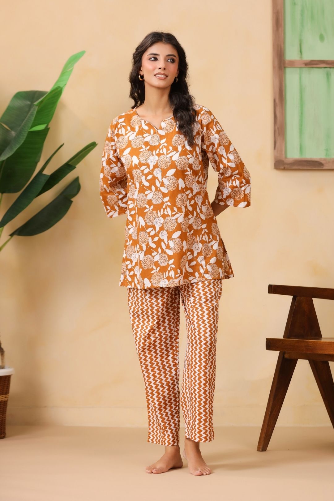 Floral Motifs Night Wear Set