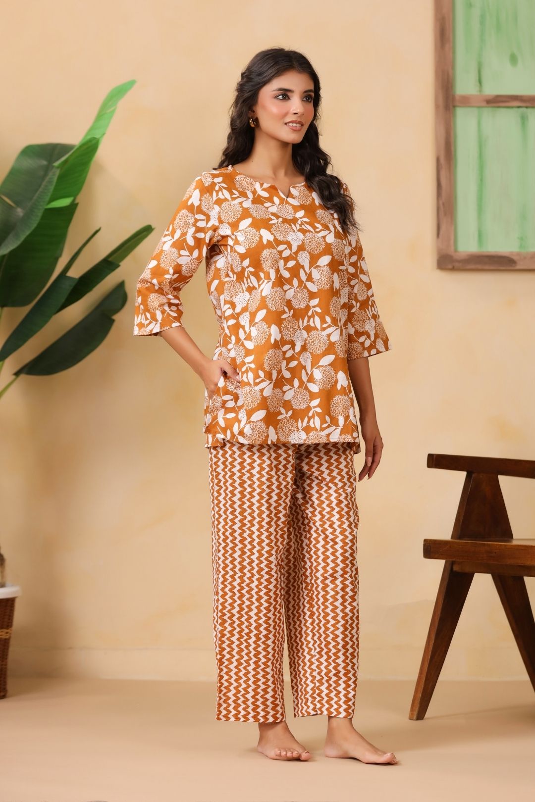 Floral Motifs Night Wear Set