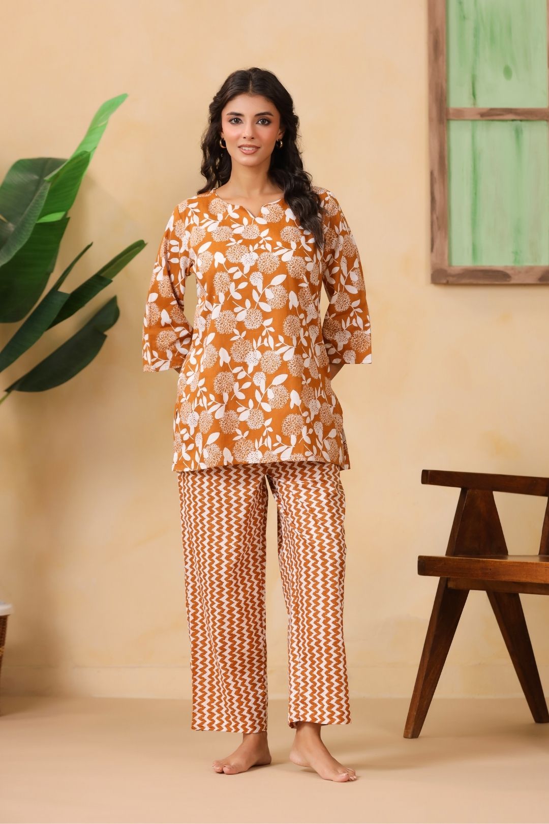 Floral Motifs Night Wear Set
