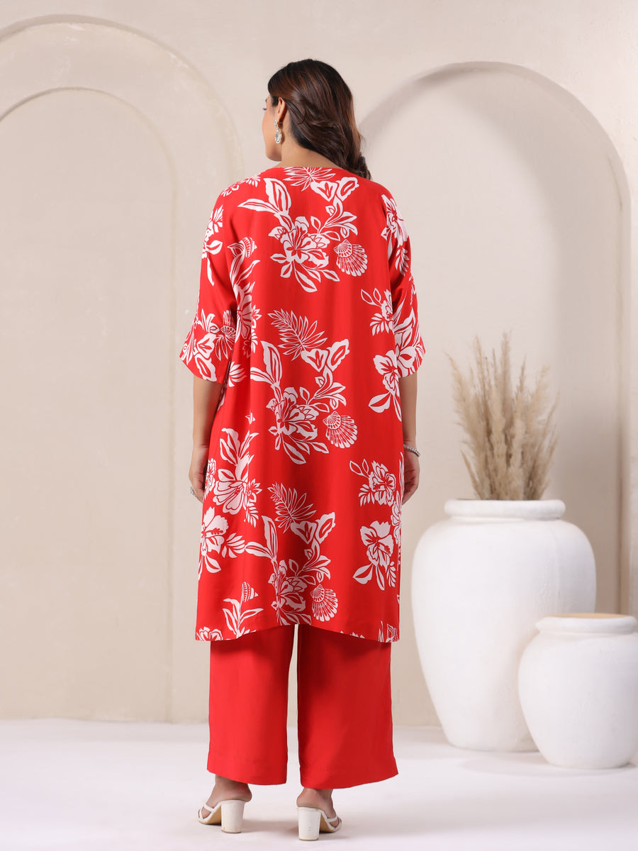 Red Floral Print co-ord Set