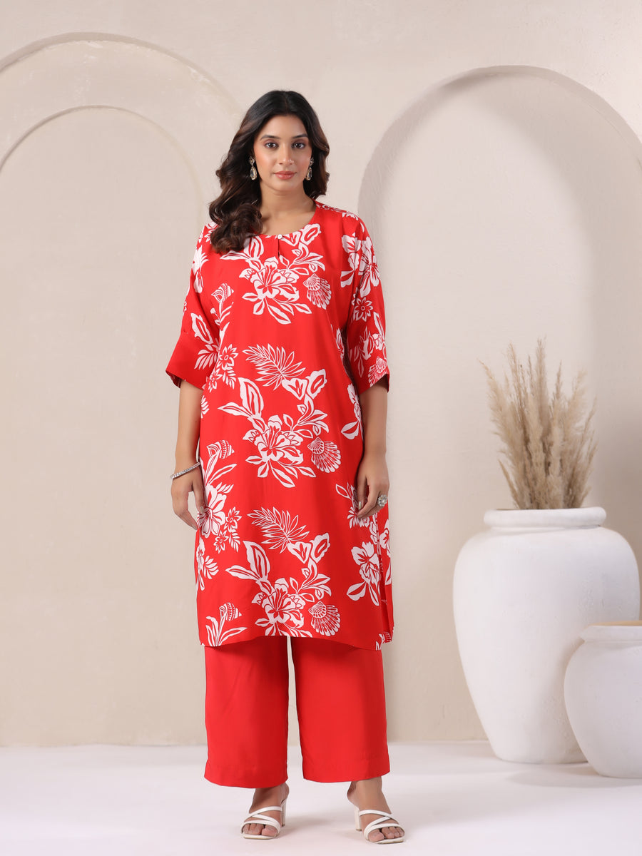 Red Floral Print co-ord Set