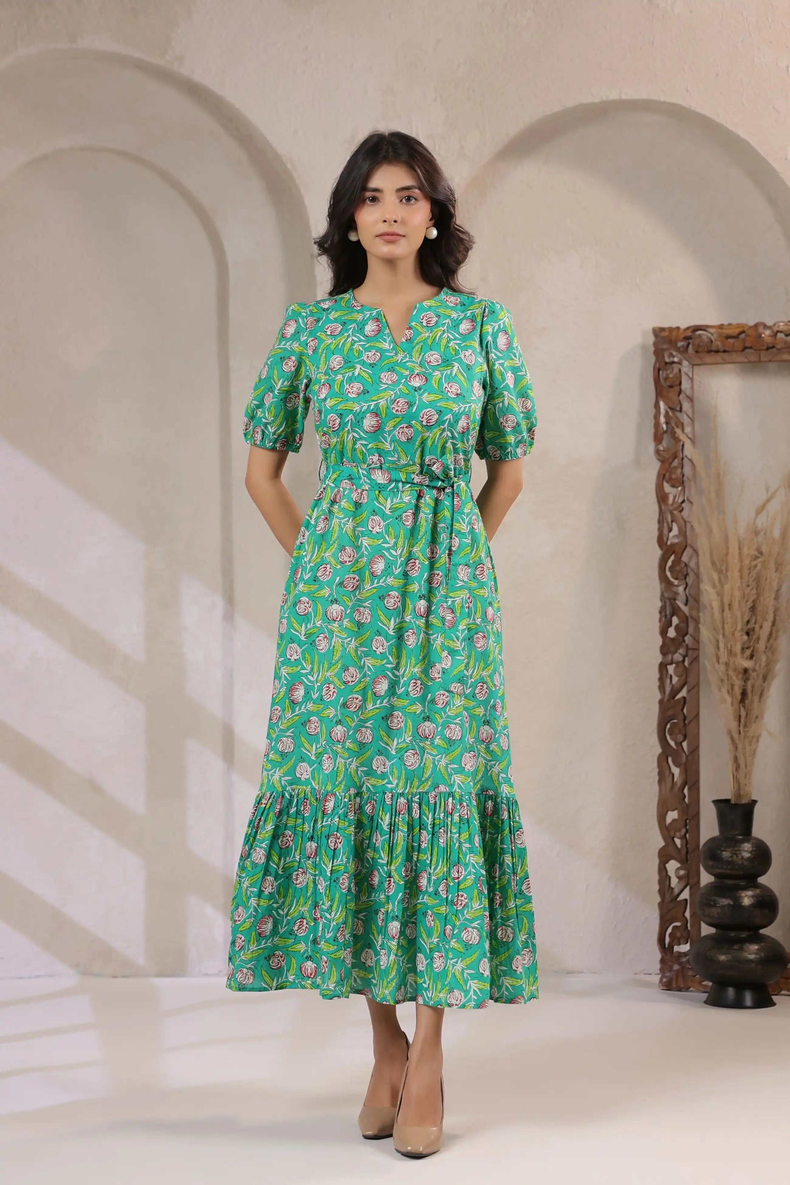 Green Floral Maxi Dress