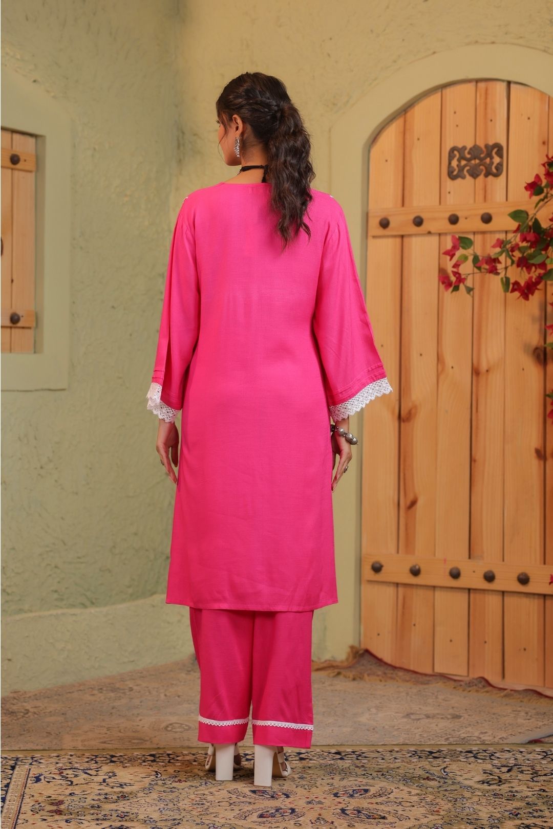 Pink Straight Co-ords Set  for Women