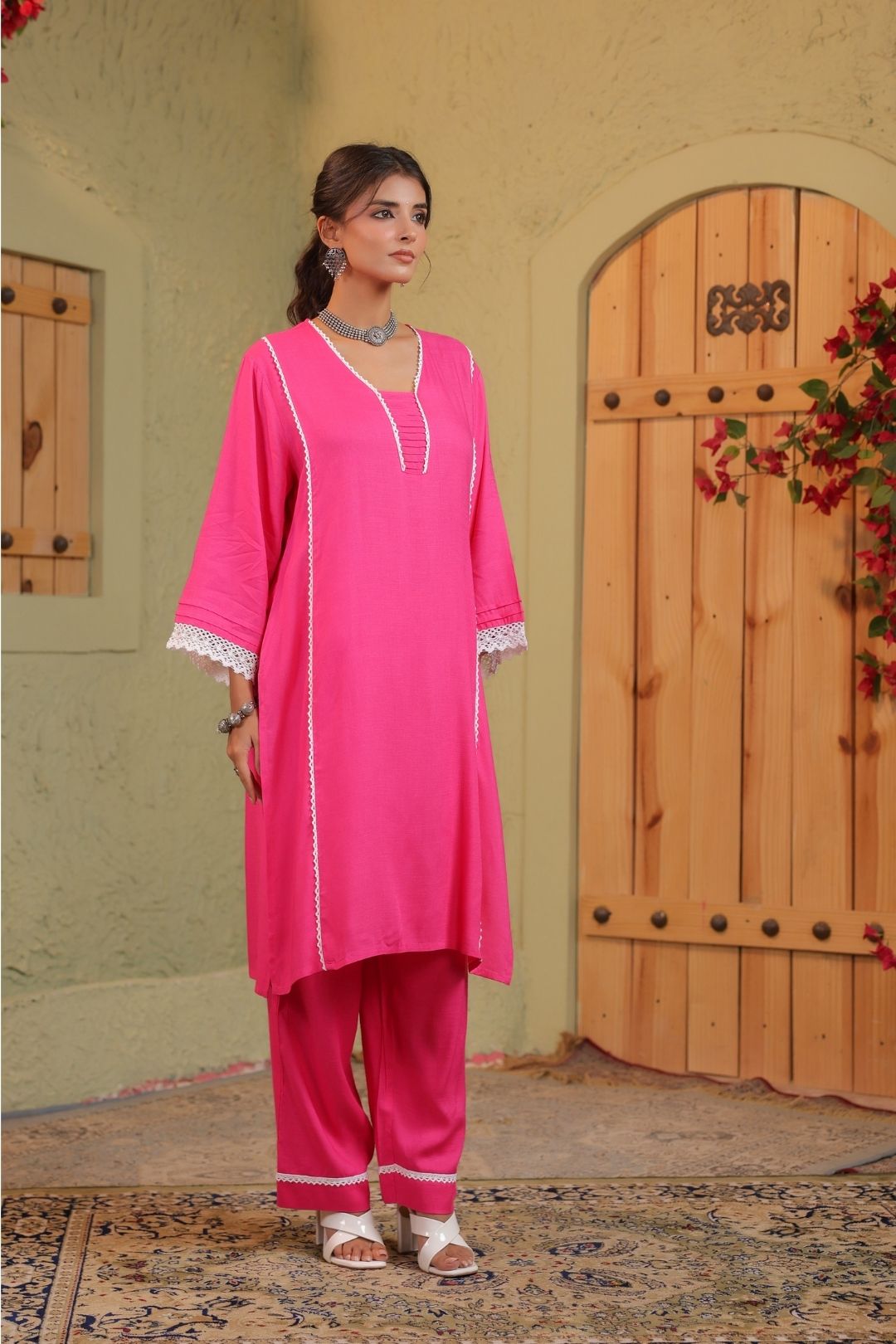 Pink Straight Co-ords Set  for Women