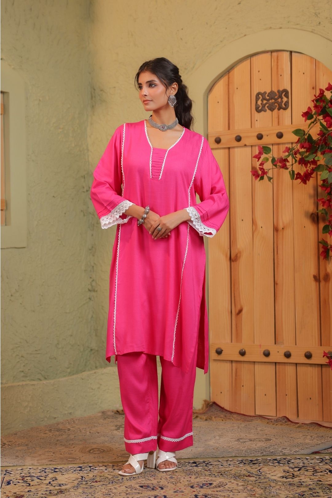 Pink Straight Co-ords Set  for Women
