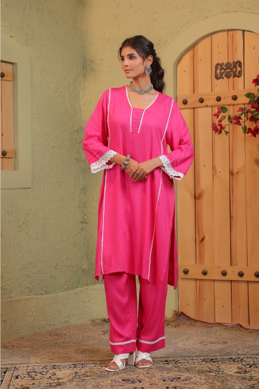 Pink Straight Co-ords Set  for Women