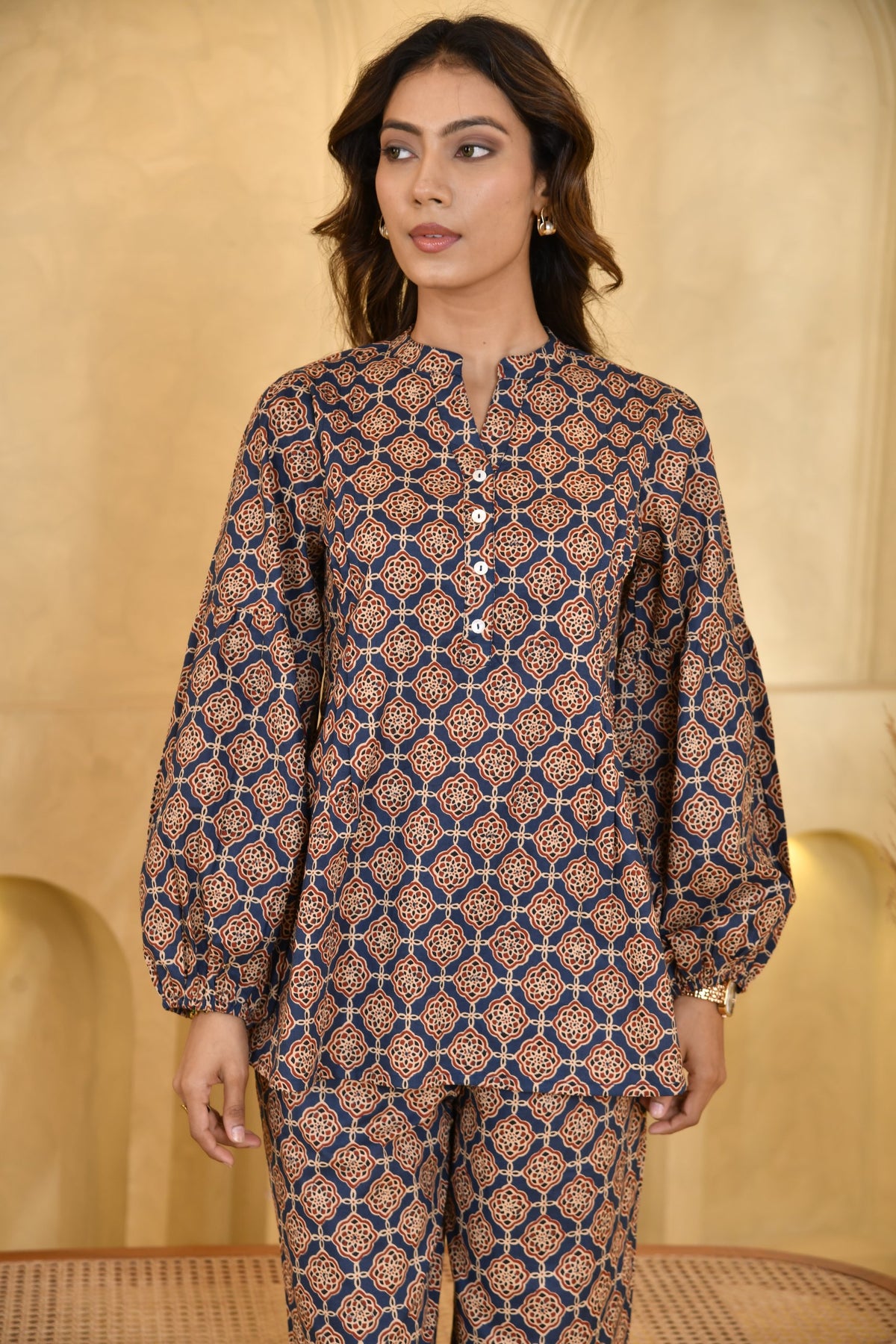 Indigo Ajrakh Print Co-ord Set for Women