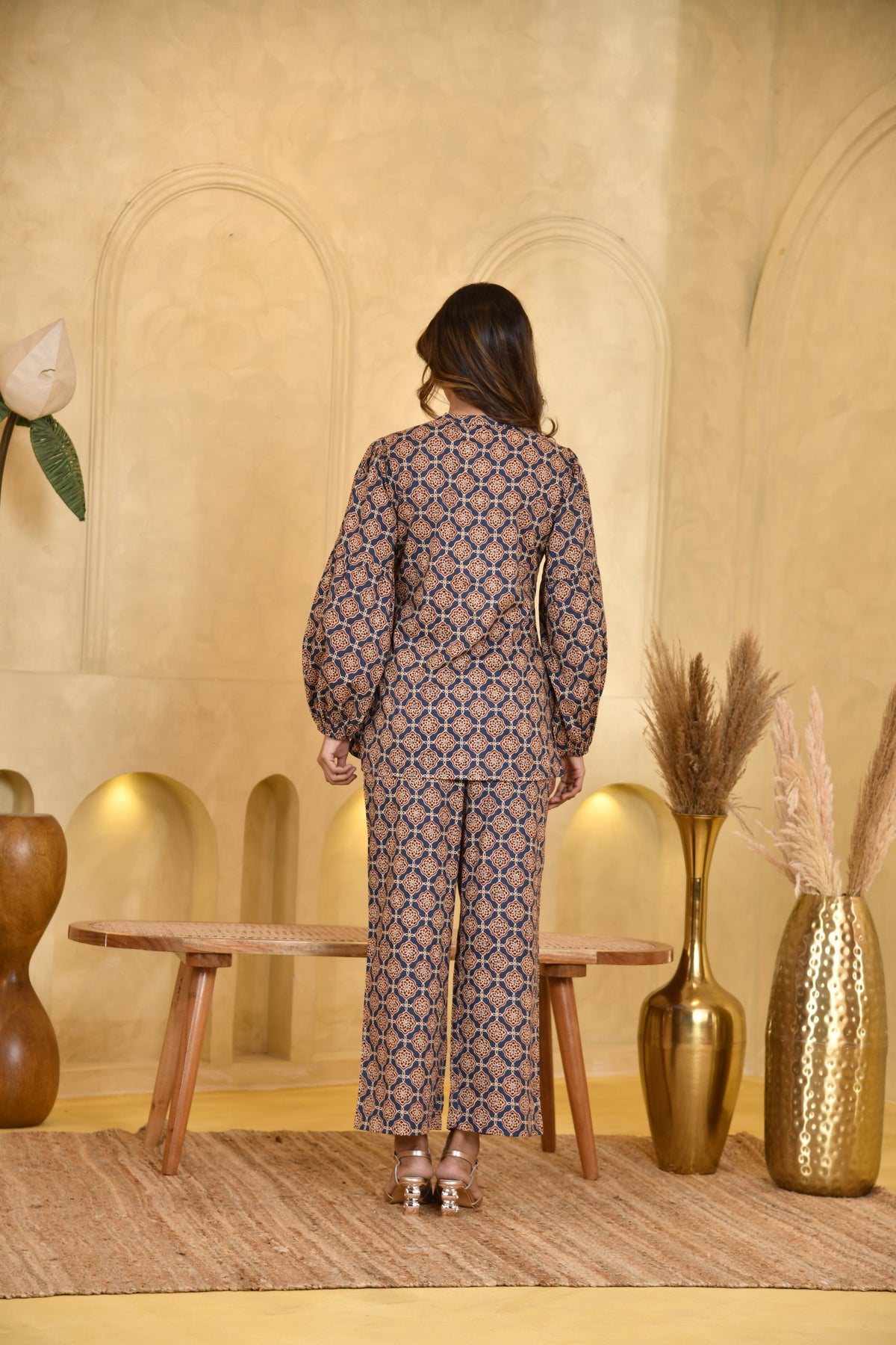 Indigo Ajrakh Print Co-ord Set for Women
