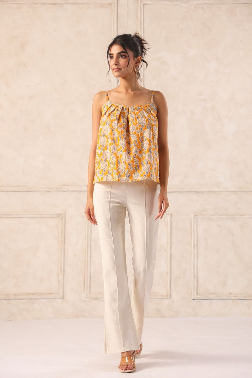 Yellowfloralstrappytopfrontviewcottonsummertop_35a8e840-6d23-416c-ac79-10d5702cc7f0 - VyomTara
