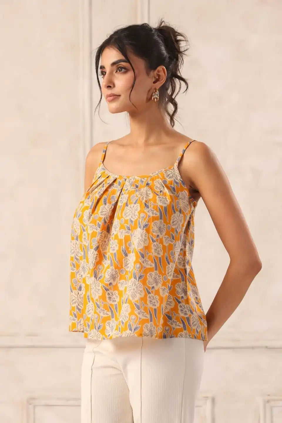 Yellowfloralstrappytopsideviewcottonsummertop_dd5e4f8e-7d17-41e8-a223-1d5973713bd4 - VyomTara