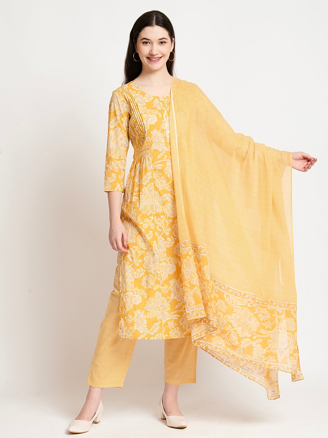 WOMEN’S COTTON KURTA PYJAMA DUPATTA SET