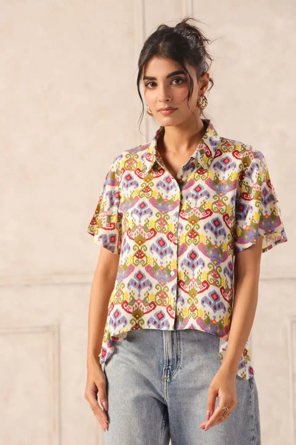 whiteikatviscoseshirtforwomenmodestylingview - VyomTara